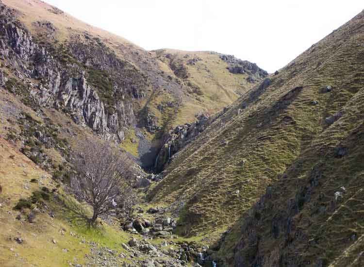 Looking up Stanah Gill from the path to Sticks Pass